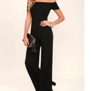 Lulus Black Off the Shoulder Jumpsuit